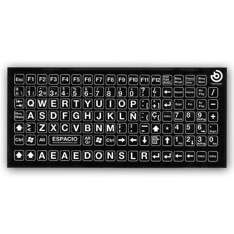Pegatinas para teclado grandes y brillantes símbolos luminiscentes. No se  desgastan ni se decoloran. Ideal para personas con problemas de visión.