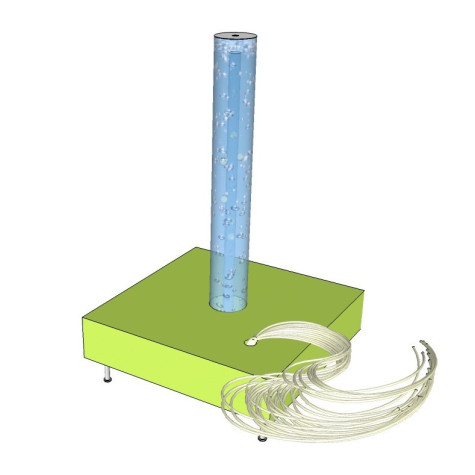 Base cuadrada para tubo de burbujas y fibra óptica