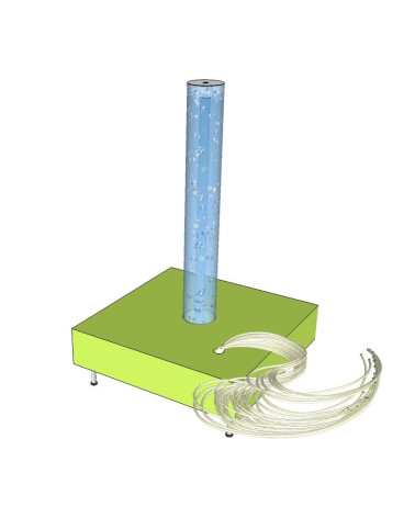 Base cuadrada para tubo de burbujas y fibra óptica